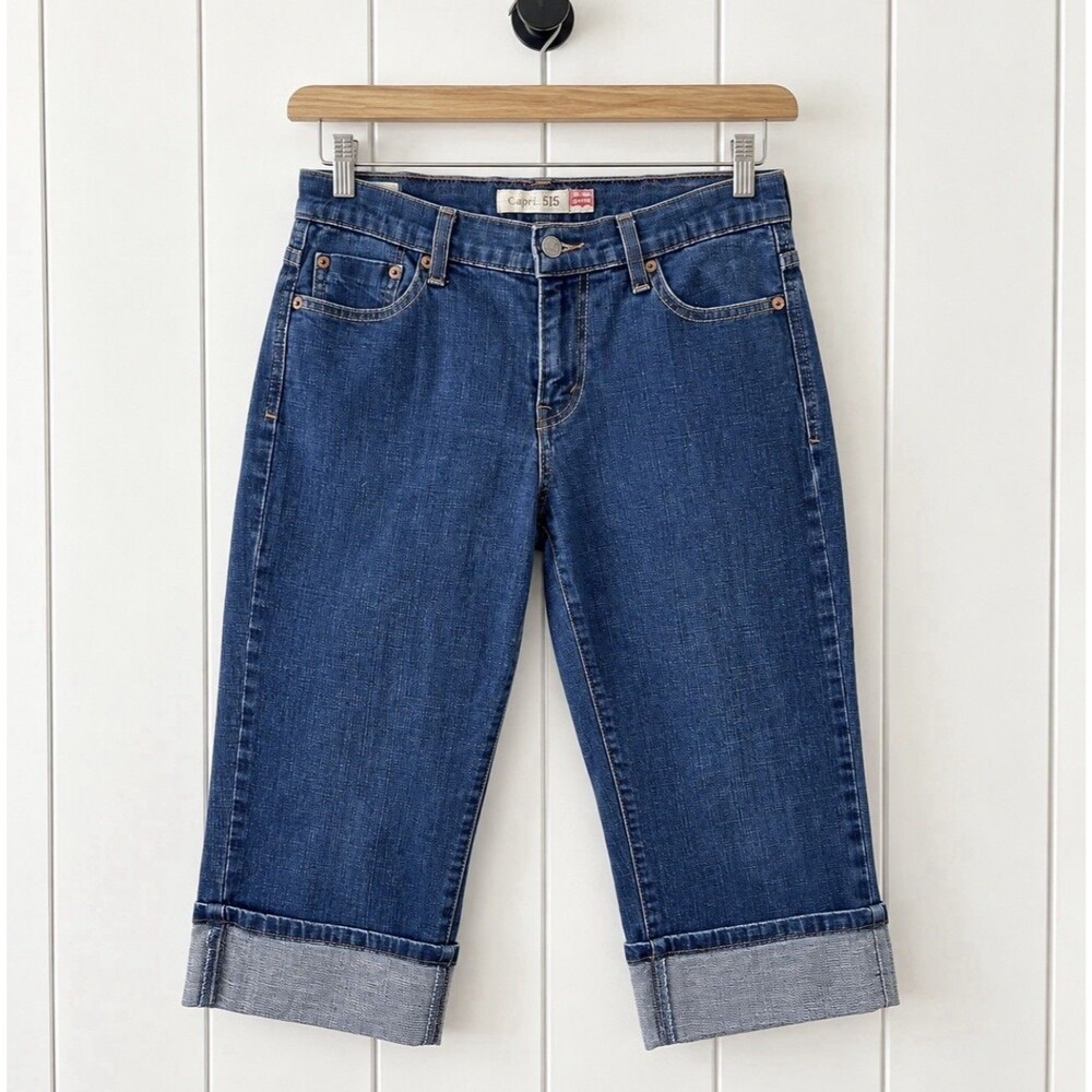 Levi's 515 Women's Capri Jeans Size 4 Y2K 2000s Cuffed Cropped Blue Denim